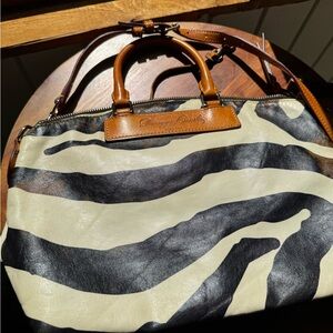 Dooney & Bourke Black and Cream Zebra Shoulder Bag